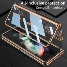 Charger l'image dans la galerie, Front Tempered Glass Case For Samsung Galaxy Z Fold 3 5G Transparent Plating With Pen Slot Cover For Samsung Fold 3 5G Case