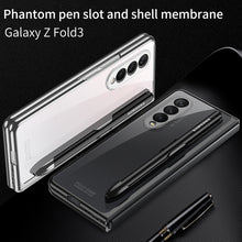 Charger l'image dans la galerie, Front Tempered Glass Case For Samsung Galaxy Z Fold 3 5G Transparent Plating With Pen Slot Cover For Samsung Fold 3 5G Case