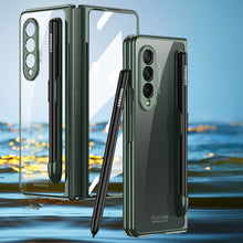 Charger l'image dans la galerie, Front Tempered Glass Case For Samsung Galaxy Z Fold 3 5G Transparent Plating With Pen Slot Cover For Samsung Fold 3 5G Case