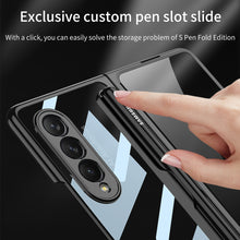 Charger l'image dans la galerie, Front Tempered Glass Case For Samsung Galaxy Z Fold 3 5G Transparent Plating With Pen Slot Cover For Samsung Fold 3 5G Case