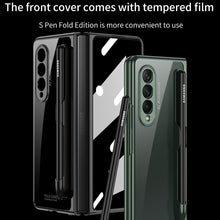 Charger l'image dans la galerie, Front Tempered Glass Case For Samsung Galaxy Z Fold 3 5G Transparent Plating With Pen Slot Cover For Samsung Fold 3 5G Case