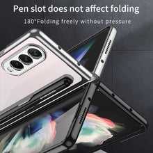 Charger l'image dans la galerie, Front Tempered Glass Case For Samsung Galaxy Z Fold 3 5G Transparent Plating With Pen Slot Cover For Samsung Fold 3 5G Case