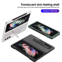 Carregar imagem no visualizador da galeria, Frosted Translucent Case For Samsung Galaxy Z Fold 3 5G Magnetic Holder TPU Frame Hard Back Cover For Galaxy Z Fold3 5G Case