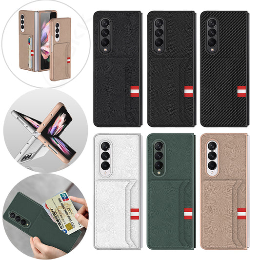 Leather Card Package Case For Samsung Galaxy Z Fold 3 5G Anti-knock Protection Hard Cover For Samsung Z Fold3 Case Coque