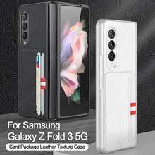 Carregar imagem no visualizador da galeria, Leather Card Package Case For Samsung Galaxy Z Fold 3 5G Anti-knock Protection Hard Cover For Samsung Z Fold3 Case Coque