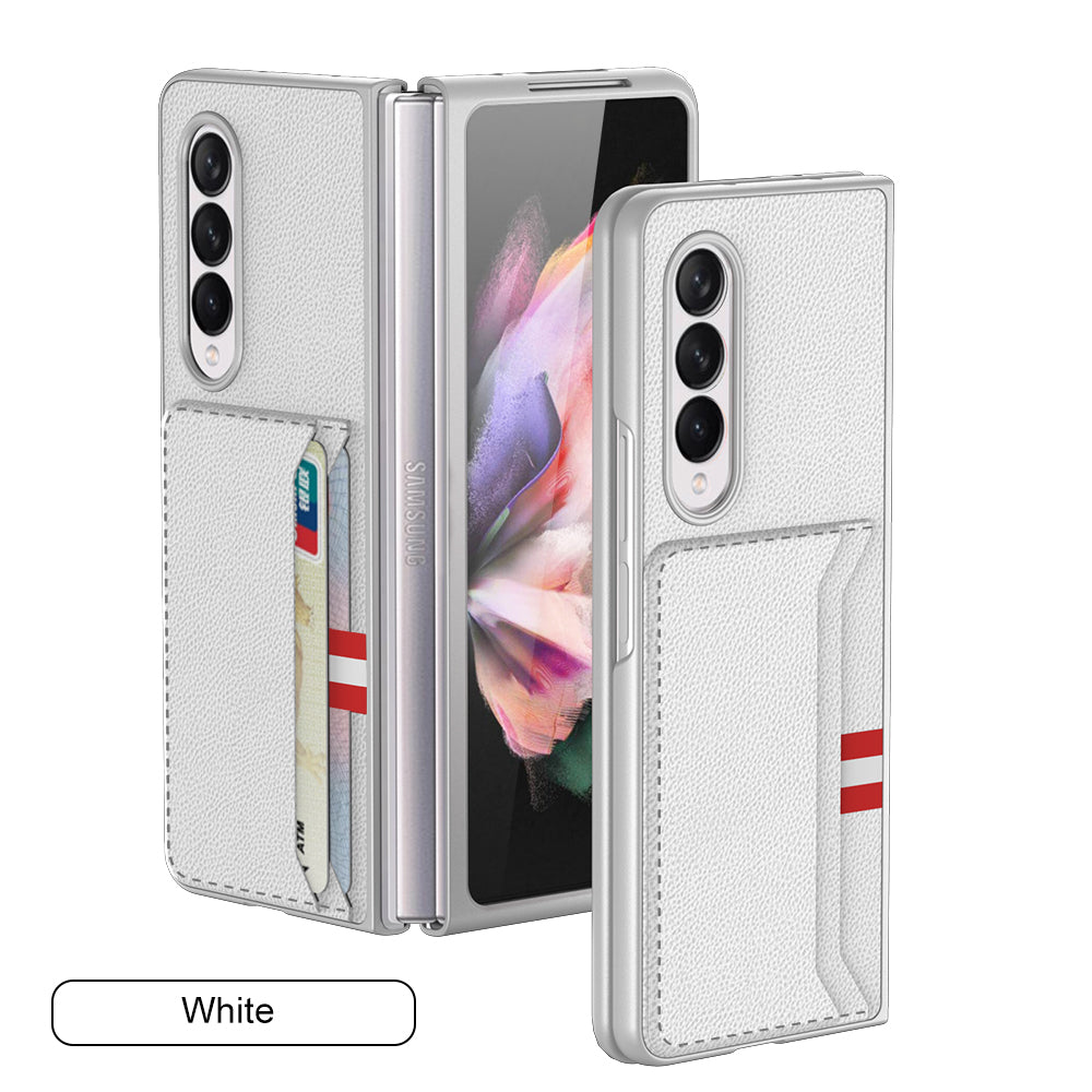 Leather Card Package Case For Samsung Galaxy Z Fold 3 5G Anti-knock Protection Hard Cover For Samsung Z Fold3 Case Coque