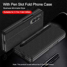 Charger l'image dans la galerie, Leather Pen Holder Case For Samsung Galaxy Z Fold 3 5G Anti-knock All-included Protection Cover For Samsung Z Fold3 5G Case