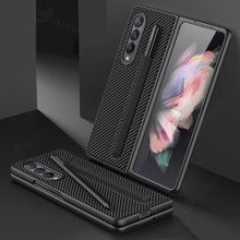 Charger l'image dans la galerie, Leather Pen Slot Bag Case For Samsung Galaxy Z Fold 3 5G Ultra-thin Anti-knock Protection Cover For Samsung Z Fold3 5G Case