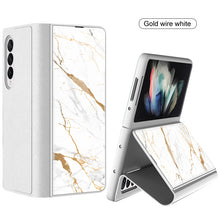 Carregar imagem no visualizador da galeria, Leather Tempered Glass Case For Samsung Galaxy Z Fold 3 5G Cover Luxury Holster Anti-knock Hard For Samsung Z Fold3 5G Case