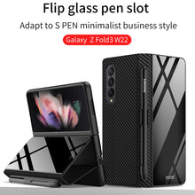 Load image into Gallery viewer, Leather Tempered Glass Pen Slot Case For Samsung Galaxy Z Fold 3 5G Full Protection Hard Cover