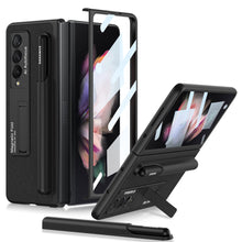 Carregar imagem no visualizador da galeria, Luxury Leather All-included Protection Cover For Samsung Galaxy Z Fold 3 Case Pen Holder Stander Plastic For Galaxy Z Fold3
