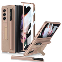 Carregar imagem no visualizador da galeria, Luxury Leather All-included Protection Cover For Samsung Galaxy Z Fold 3 Case Pen Holder Stander Plastic For Galaxy Z Fold3