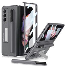 Carregar imagem no visualizador da galeria, Luxury Leather All-included Protection Cover For Samsung Galaxy Z Fold 3 Case Pen Holder Stander Plastic For Galaxy Z Fold3