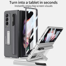 Carregar imagem no visualizador da galeria, Luxury Leather All-included Protection Cover For Samsung Galaxy Z Fold 3 Case Pen Holder Stander Plastic For Galaxy Z Fold3