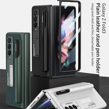 Carregar imagem no visualizador da galeria, Luxury Leather All-included Protection Cover For Samsung Galaxy Z Fold 3 Case Pen Holder Stander Plastic For Galaxy Z Fold3