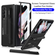 Carregar imagem no visualizador da galeria, Luxury Leather All-included Protection Cover For Samsung Galaxy Z Fold 3 Case Pen Holder Stander Plastic For Galaxy Z Fold3