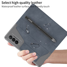 Charger l'image dans la galerie, Luxury Leather Pen Slot Case For Samsung Galaxy Z Fold 3 5G Armor Anti-knock Hard Back Cover For Samsung Z Fold 3 5G Case