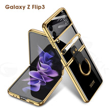 Load image into Gallery viewer, Luxury Plating Cover For Samsung Galaxy Z Flip 3 Case Back Protector Film With Ring Stand Hard Cover For Galaxy Z Flip3 Case