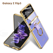 Load image into Gallery viewer, Luxury Plating Cover For Samsung Galaxy Z Flip 3 Case Back Protector Film With Ring Stand Hard Cover For Galaxy Z Flip3 Case