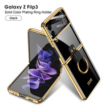 Load image into Gallery viewer, Luxury Plating Cover For Samsung Galaxy Z Flip 3 Case Back Protector Film With Ring Stand Hard Cover For Galaxy Z Flip3 Case