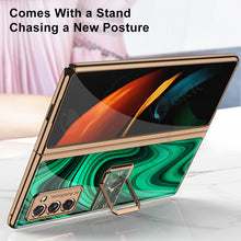 Load image into Gallery viewer, Luxury Plating Tempered Glass Case For Samsung Galaxy Z Fold 2 3 Case With Ring Stand Protection Cover For Galaxy Z Fold 2 3