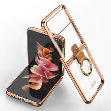 Charger l'image dans la galerie, Luxury Transparent Plating Case Cover For Samsung Galaxy Z Flip 3 5G Case Ring Stand Hard Phone Cover For Galaxy Z Flip3 5G