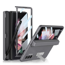Charger l'image dans la galerie, Magnetic Hinge All-included Pen Case For Samsung Galaxy Z Fold 3 Case Screen Tempered Glass Stand For Galaxy Z Fold3 Cover