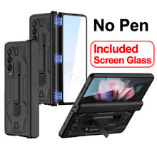 Cargar imagen en el visor de la galería, Magnetic Hinge Frame Pen Case Cover For Samsung Galaxy Z Fold 3 All-included Tempered Glass Plastic Case For Samsung Z Fold3