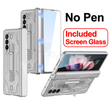 Cargar imagen en el visor de la galería, Magnetic Hinge Frame Pen Case Cover For Samsung Galaxy Z Fold 3 All-included Tempered Glass Plastic Case For Samsung Z Fold3