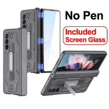 Cargar imagen en el visor de la galería, Magnetic Hinge Frame Pen Case Cover For Samsung Galaxy Z Fold 3 All-included Tempered Glass Plastic Case For Samsung Z Fold3