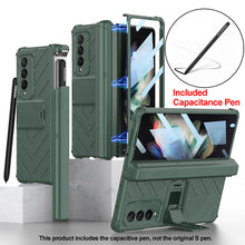 Cargar imagen en el visor de la galería, Magnetic Hinge Frame Pen Case Cover For Samsung Galaxy Z Fold 3 All-included Tempered Glass Plastic Case For Samsung Z Fold3