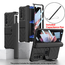 Cargar imagen en el visor de la galería, Magnetic Hinge Frame Pen Case Cover For Samsung Galaxy Z Fold 3 All-included Tempered Glass Plastic Case For Samsung Z Fold3