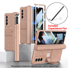 Cargar imagen en el visor de la galería, Magnetic Hinge Frame Pen Case Cover For Samsung Galaxy Z Fold 3 All-included Tempered Glass Plastic Case For Samsung Z Fold3