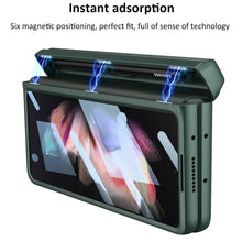 Carregar imagem no visualizador da galeria, Magnetic Leather Screen Glass All-included Cover For Samsung Galaxy Z Fold 3 Pen Case Holder Phone Case For Galaxy Z Fold3