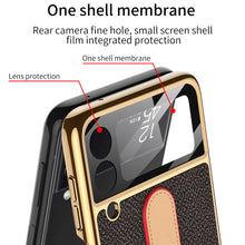 Load image into Gallery viewer, Plating Leather Strap Case For Samsung Galaxy Z Flip 3 5G With Back Screen Protector Hard Cover For Samsung Z Flip 3 5G Case