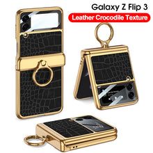Charger l'image dans la galerie, Plating Magnetic Leather Case For Samsung Galaxy Z Flip 3 Case All-included Back Tempered Glass Hard For Galaxy Z Flip3 Case