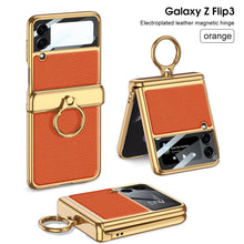 Charger l'image dans la galerie, Plating Magnetic Leather Case For Samsung Galaxy Z Flip 3 Case All-included Back Tempered Glass Hard For Galaxy Z Flip3 Case