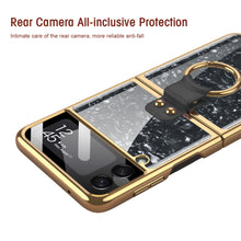 Cargar imagen en el visor de la galería, Shell Pattern Tempered Glass Case For Samsung Galaxy Z Flip 3 5G Plating Frame Ring hard Phone Cover For Galaxy Z Flip3 Case