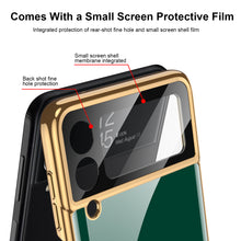 Load image into Gallery viewer, Tempered Glass Ring Case For Samsung Galaxy Z Flip 3 5G Luxury Back Screen Glass Plating Phone Cover For Galaxy Z Flip3 Case