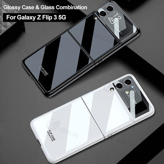 UV Bright Painted Fold Case For Samsung Galaxy Z Flip 3 5G With Back Screen Protector Hard Cover For Samsung Z Flip 3 Case