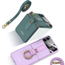 Lade das Bild in den Galerie-Viewer, Ultra-thin Back Screen Glass Case Cover For Samsung Galaxy Z Flip 3 5G Case Finger-Ring Plastic Hard Cover For Samsung Flip3