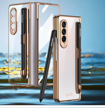 Charger l'image dans la galerie, Front Tempered Glass Case For Samsung Galaxy Z Fold 3 5G Transparent Plating With Pen Slot Cover For Samsung Fold 3 5G Case