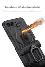 Cargar imagen en el visor de la galería, Foldable Phone Case with PC Material Hinge and Front Glass Metal Finger-ring Case for Samsung Galaxy Flip5