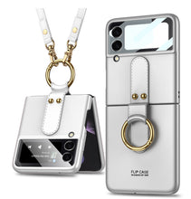 Lade das Bild in den Galerie-Viewer, Ultra-thin Back Screen Glass Case Cover For Samsung Galaxy Z Flip 3 5G Case Finger-Ring Plastic Hard Cover For Samsung Flip3