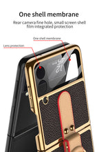 Load image into Gallery viewer, Plating Leather Strap Case For Samsung Galaxy Z Flip 3 5G With Back Screen Protector Hard Cover For Samsung Z Flip 3 5G Case