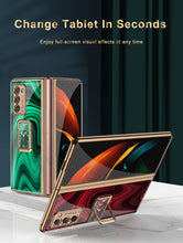 Load image into Gallery viewer, Luxury Plating Tempered Glass Case For Samsung Galaxy Z Fold 2 3 Case With Ring Stand Protection Cover For Galaxy Z Fold 2 3