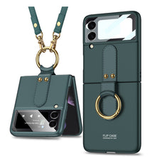 Lade das Bild in den Galerie-Viewer, Ultra-thin Back Screen Glass Case Cover For Samsung Galaxy Z Flip 3 5G Case Finger-Ring Plastic Hard Cover For Samsung Flip3