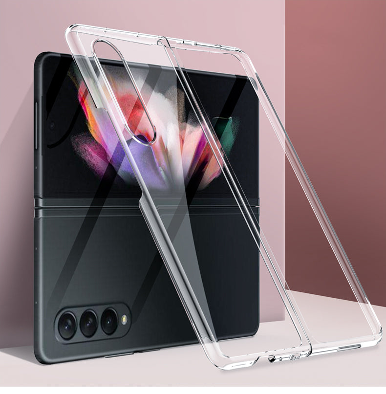 Luxury Plating Flip Case For Samsung Galaxy Z Fold 2 3 5G HD Transparent Shockproof Hard Cover For Samsung Z Fold3 5G Case
