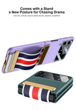 Carregar imagem no visualizador da galeria, Painted Leather Hand Strap Plastic Case For Samsung Galaxy Z Flip 3 5G Back Screen Glass Cover For Samsung Z Flip 3 5G Case