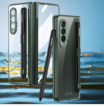 Charger l'image dans la galerie, Front Tempered Glass Case For Samsung Galaxy Z Fold 3 5G Transparent Plating With Pen Slot Cover For Samsung Fold 3 5G Case
